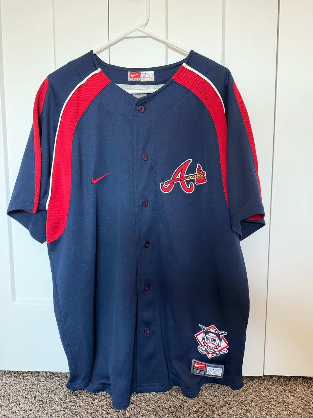 Nike Navy and Red Atlanta Braves Baseball Jersey